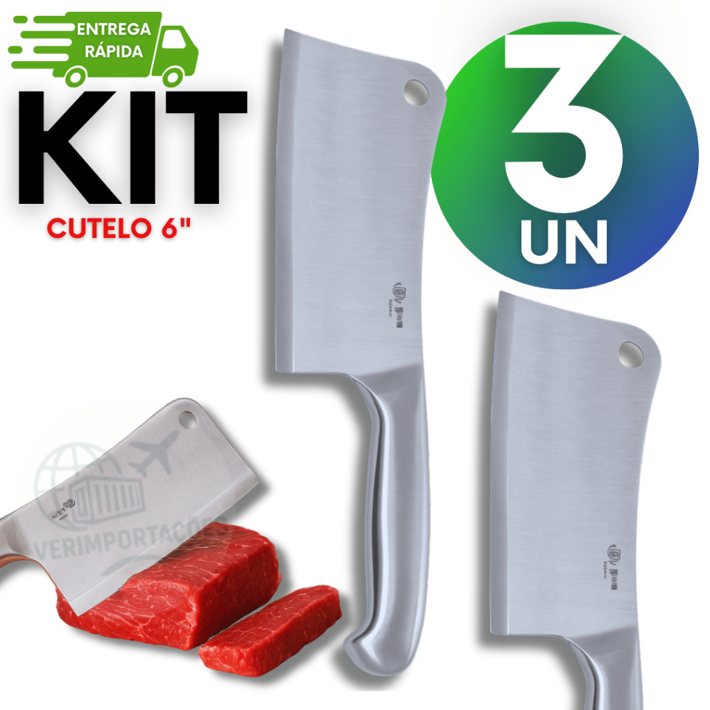 Faca Cutelos 6 polegadas em Aço Inox Premium para Carnes e Cozinha
