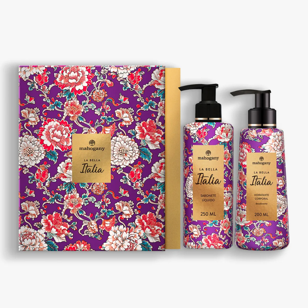 Kit La Bella Italia com Sabonete Líquido 250 ml e Hidratante 200 ml Mahogany