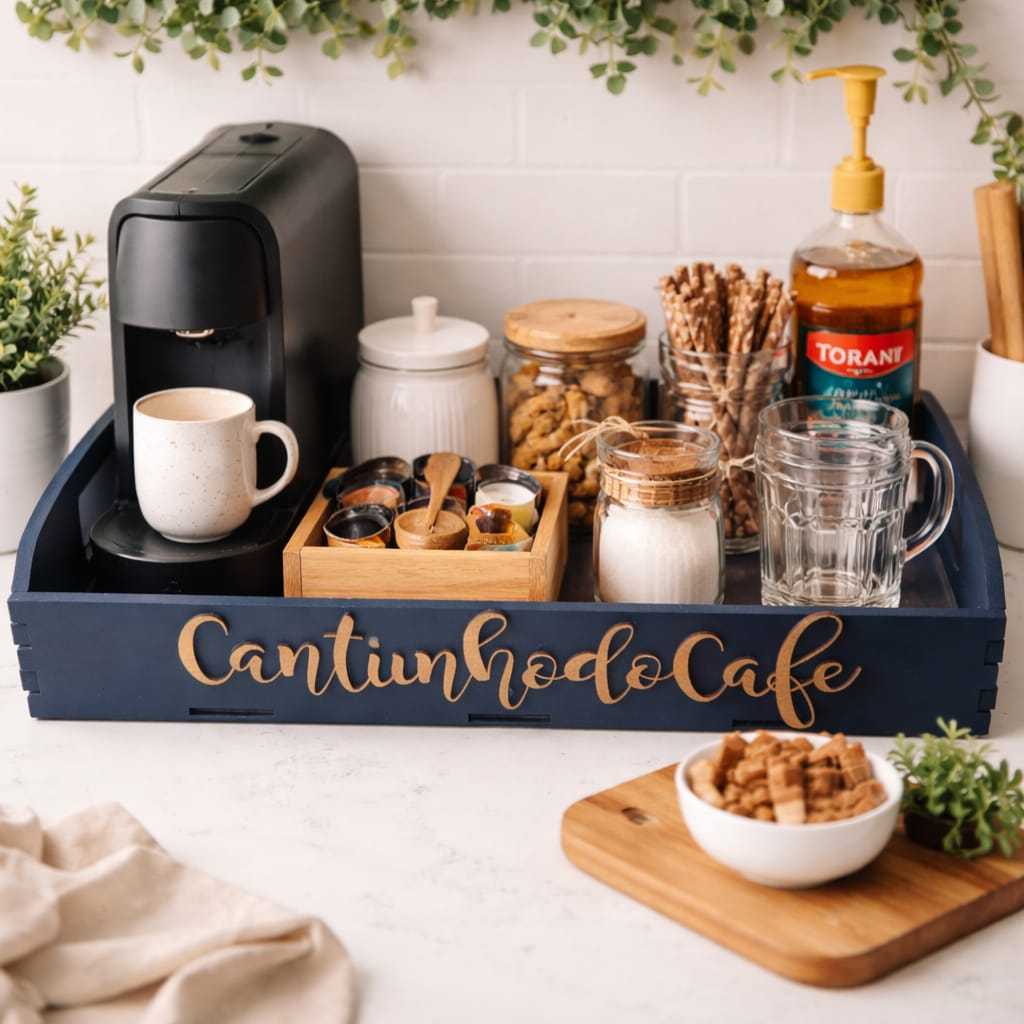 Bandeja mdf cantinho do café artesanato mdf cru 35x25x5 alt