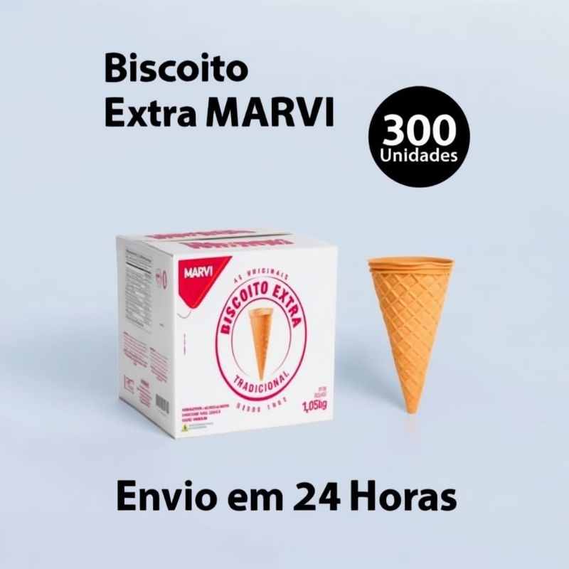 Casquinha Biscoito Extra MARVI para Sorvete Cone Trufado 300 Casquinhas em Oferta na Shopee