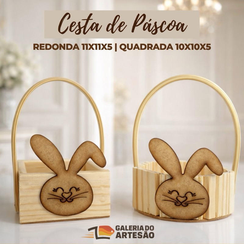 kit Cestas Mini Coelho de Páscoa de Madeira - presentes|lembranças|chocolate em Oferta na Shopee