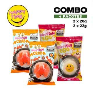 Kit 4x Bala de Gelatina Happy Din Egg Ovo Frito + Grab Caranguejo com 4 Pacotes - Happy Time em Oferta na Shopee