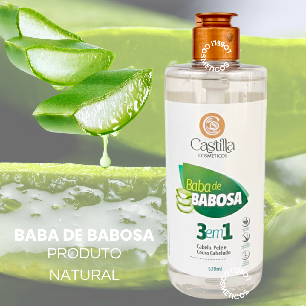 Baba de Babosa 520ml Extrato Natural Tratamento para Cabelos e Pele Aloe Vera Castilla