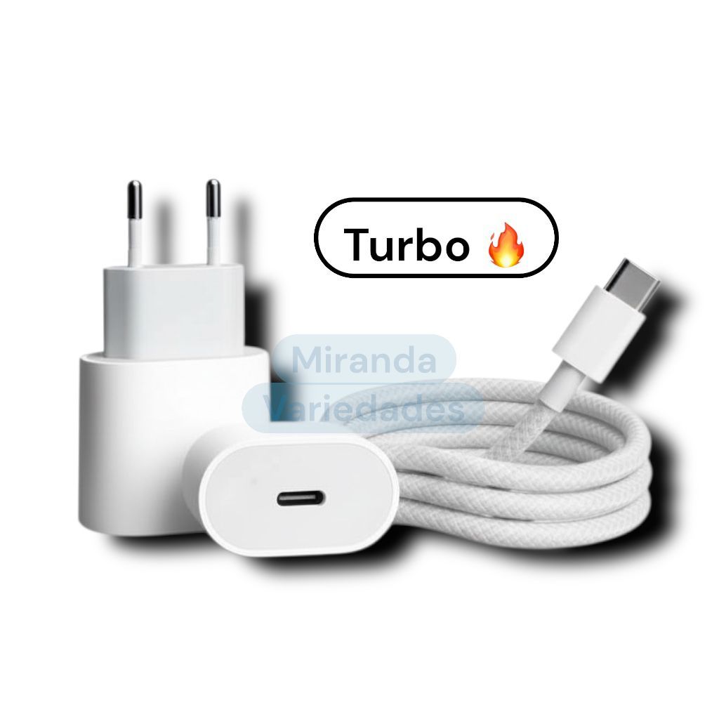 {ORIGINAL} Carregador Turbo 35W iPhone 15-16 & Android Tipo C Fio em Nilon Com Carregamento Rápido