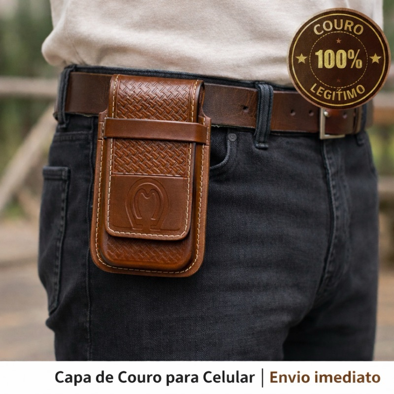 Capa de Couro Para Celular Bainha Em Couro Legítimo Capinha Resistente Iphone Xiaomi Smartphone Country