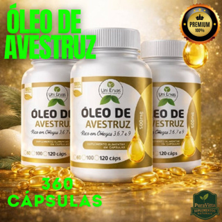 Óleo De Avestruz - Rico Em Ômega 3-6-7 3 9 - Suplemento 100% Natural 120 Cápsulas 500Mg em Oferta na Shopee