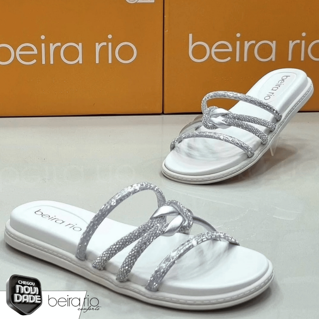 Sandalia Feminino Papete Strass Cristal Beira Rio Original Promoção Lançamento