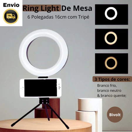 Ring Light Mesa Iluminador De Led Com Suporte Celular Para Mesa Anel Luz de Com Tripé Controle Multifuncional Profission