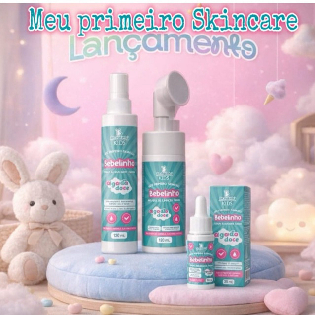 Kit Skin Care Infantil Bebelinho Algodão Doce Kit Limpeza Suave Hipoalergênico Dermatologicamente Testado Bio Instinto