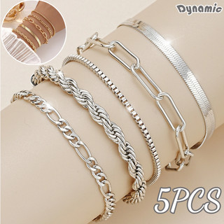 5pcs pulseiras em aço inoxidável hipoalergênico não escurece a prova d’água