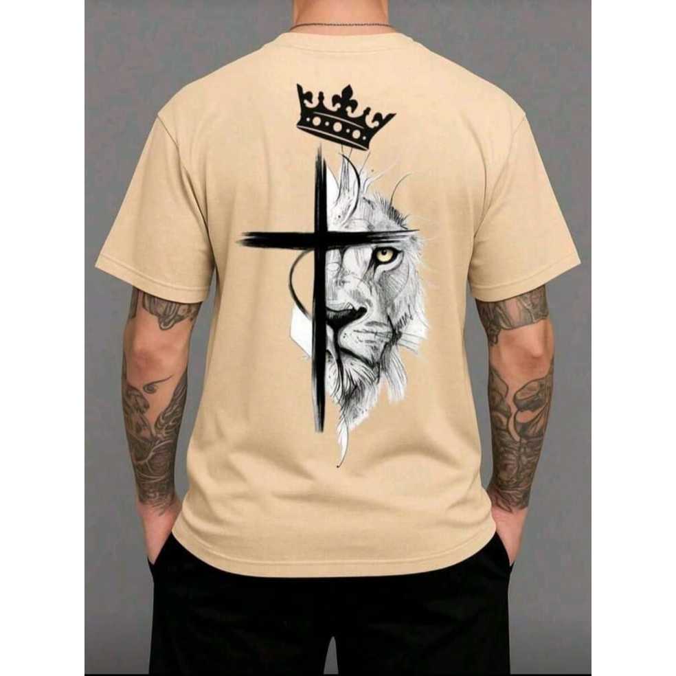 Camiseta Camisa Masculina 100% Algodão Estampada Leão Cruz  Camisa Unissex Premium 100% Verão