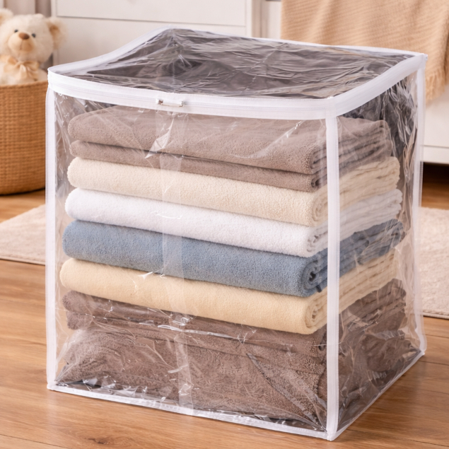 Kit 5 Organizador Multiuso/Saco Embalagem Com Zíper PVC Transparente PP 40x50x35 Sonho da Utilidades