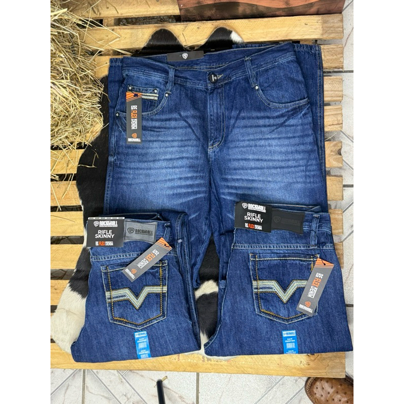 Calca jeans rock and roll 100 % algodão cowboy rodeio montaria americana Cinch Ariat