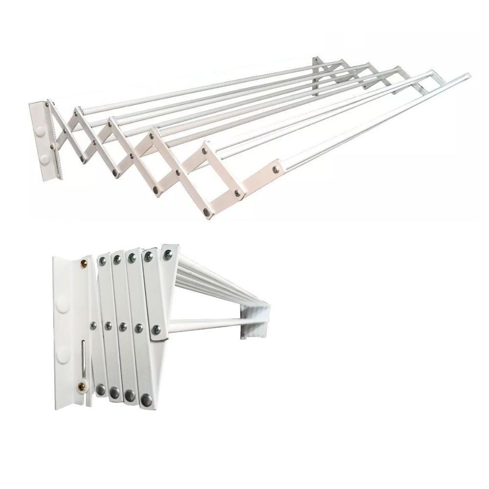 Varal de Parede Sanfonado Reforçado Mega Forte Retrátil 120 cm Alumínio 8 varetas - Bitenfer Varais em Oferta na Shopee