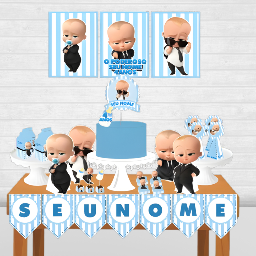 Kit Festa só um bolinho Poderoso Chefinho personalizado/mesversário aniversário/ Lembrançinha 80 itens