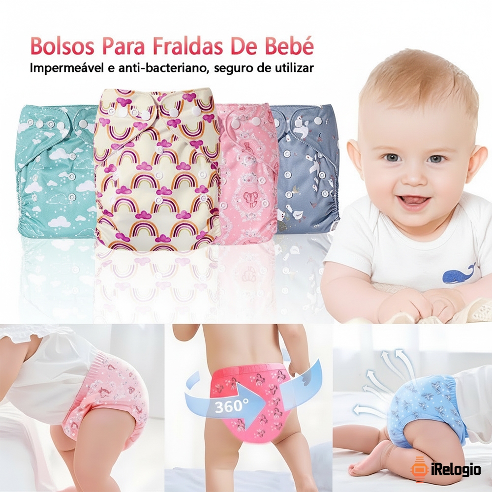 Fralda Ecológica Reutilizável Ajustável para Bebês