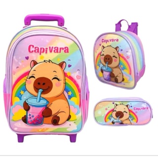 Kit Mochila Escolar com Rodinhas CAPIVARA + Lancheira + Estojo/ MOCHILA PARA MENINA/ MOCHILA CAPIVARA 2026 em Oferta na Shopee