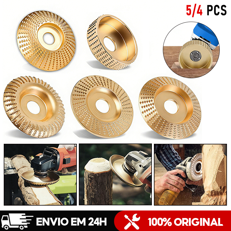 Disco de Desbaste KIT 5/4/1 de Madeira 100mm para Esmerilhadeira moedor de madeira 22 mm Diâmetro interno