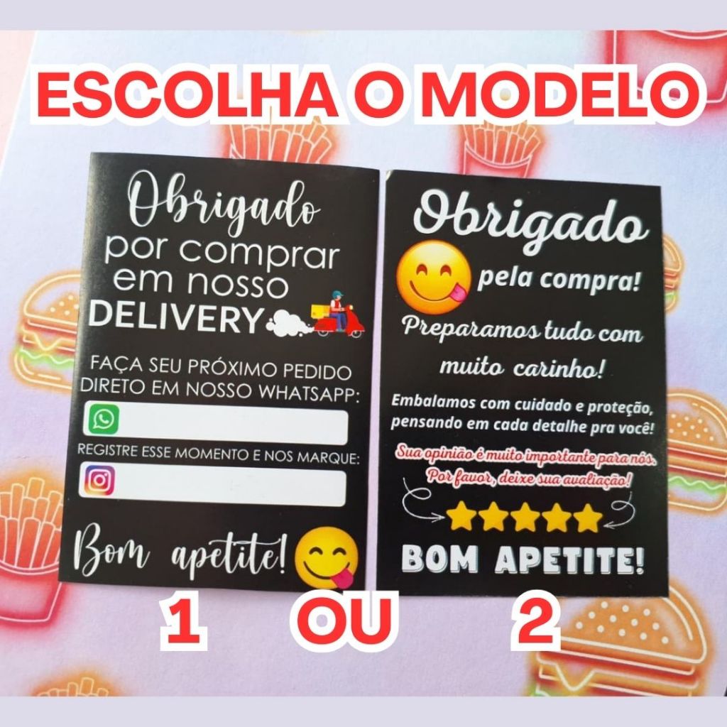 Panfleto agradecimento para restaurante lanchonete padaria pronta entrega em Oferta na Shopee