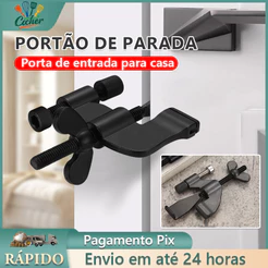 Fechadura Trava Portátil De Segurança Porta De Hotel Aço Inox Tranca Ajustavel Anti Roubo