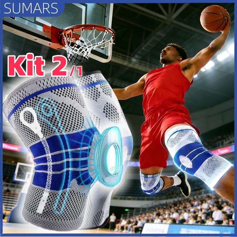 Kit 2/1 Joelheira Esportiva Compressão 3D Ortopedica Com Silicone e Aço Treino Alívio Dor Joelho em Oferta na Shopee