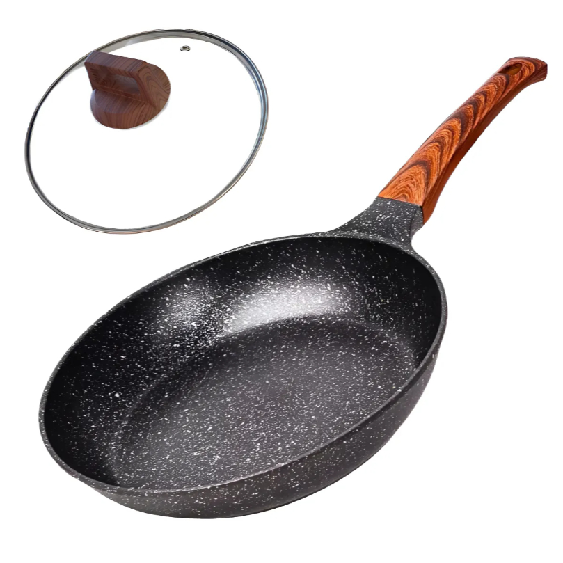 Imagem Frigideira Indução e Gás 28cm Antiaderente Cerâmica Tampa de Vidro, Não Solta Substâncias Nocivas