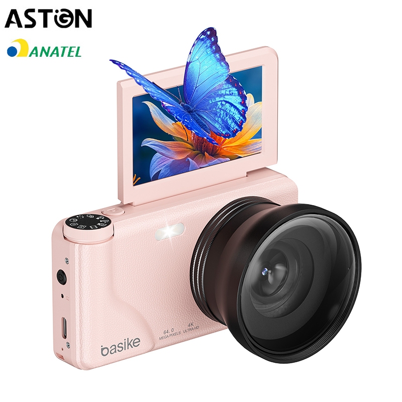 Astgn X Basike Câmera Digital Portátil  4K 64 MP Zoom 18x Tela Giratória Ideal para Vídeos e Fotos em Oferta na Shopee