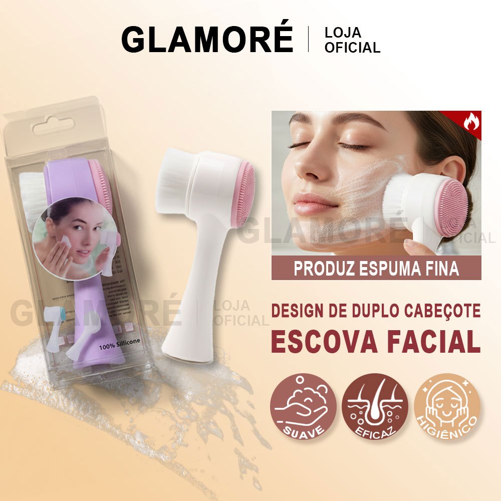 Escova de Limpeza Facial 2 em 1 | Limpeza e Esfoliação Suave