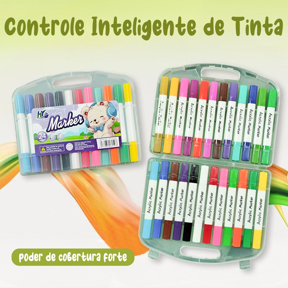 De 24 a 120 Cores Canetas Coloridas De Ponta Dupla E Marcador De Pincel Lavável Para Escola Chlird em Oferta na Shopee