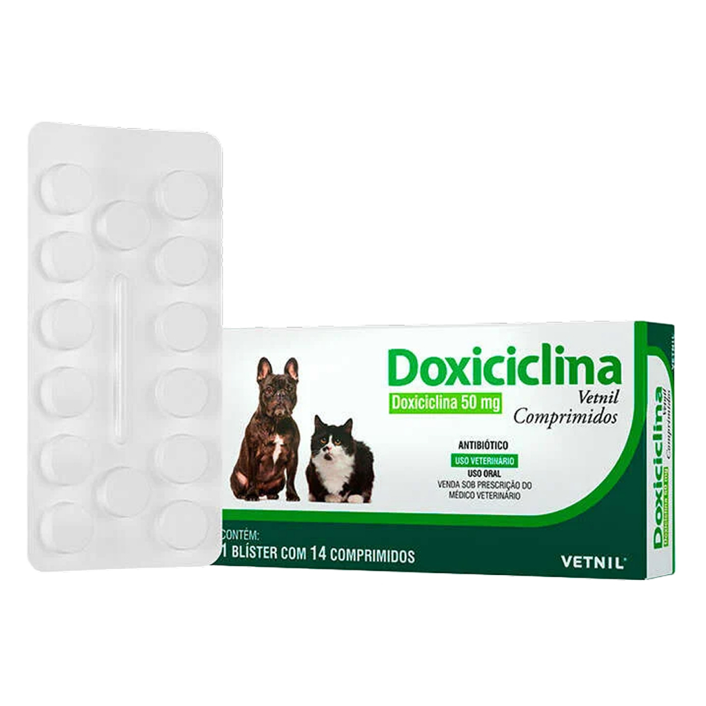 Doxiciclina Vetnil 50 mg para Cães e Gatos 14 Comp em Oferta na Shopee