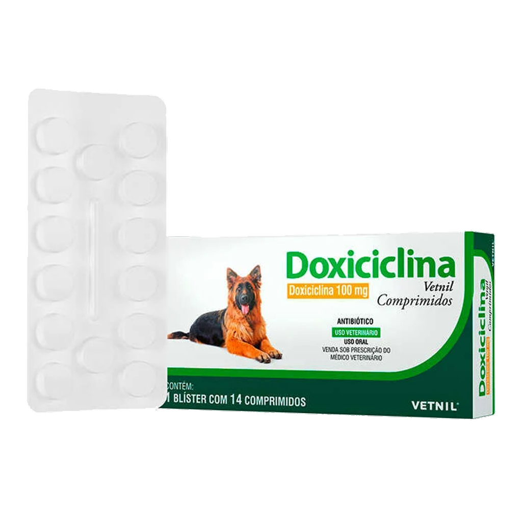 Doxiciclina Vetnil 100 mg para Cães e Gatos 14 Comp em Oferta na Shopee