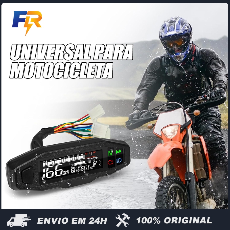 Medidor Universal Motocicleta de Tacômetro Velocímetro,Mini digitais odômetro LCD cluster em Oferta na Shopee