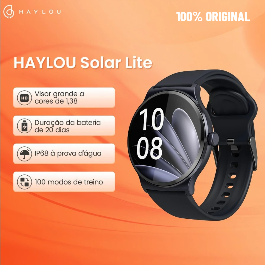 Relógio Smartwatch Haylou Solar Lite Com Tela De 1.38"-, Bluetooth, IP68 Preto