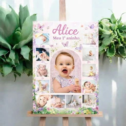 Quadro Placa Decoração Recepção Aniversário Fotos Jardim das Borboletas