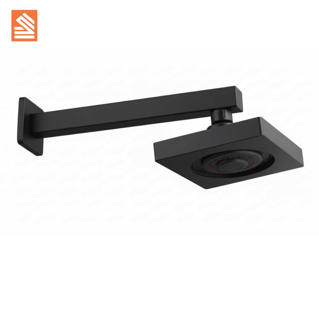 Ducha Chuveiro Autolimpante Preto Fosco Quadrado Aquecedor a Gás ou Solar Cabeça Articulável Luxo — imagem 2 de 2