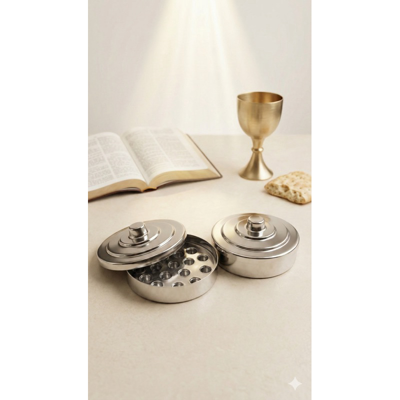 Kit bandeja santa ceia pequena para servir 16 cálices + bandeja santa ceia para servir pão