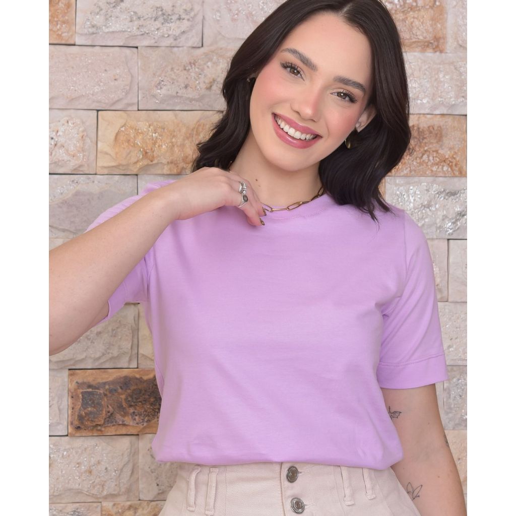 Blusa Gola O feminina T-shirt tradicional elegante blusa 100%algodão estilosa camiseta básica lisa em Oferta na Shopee