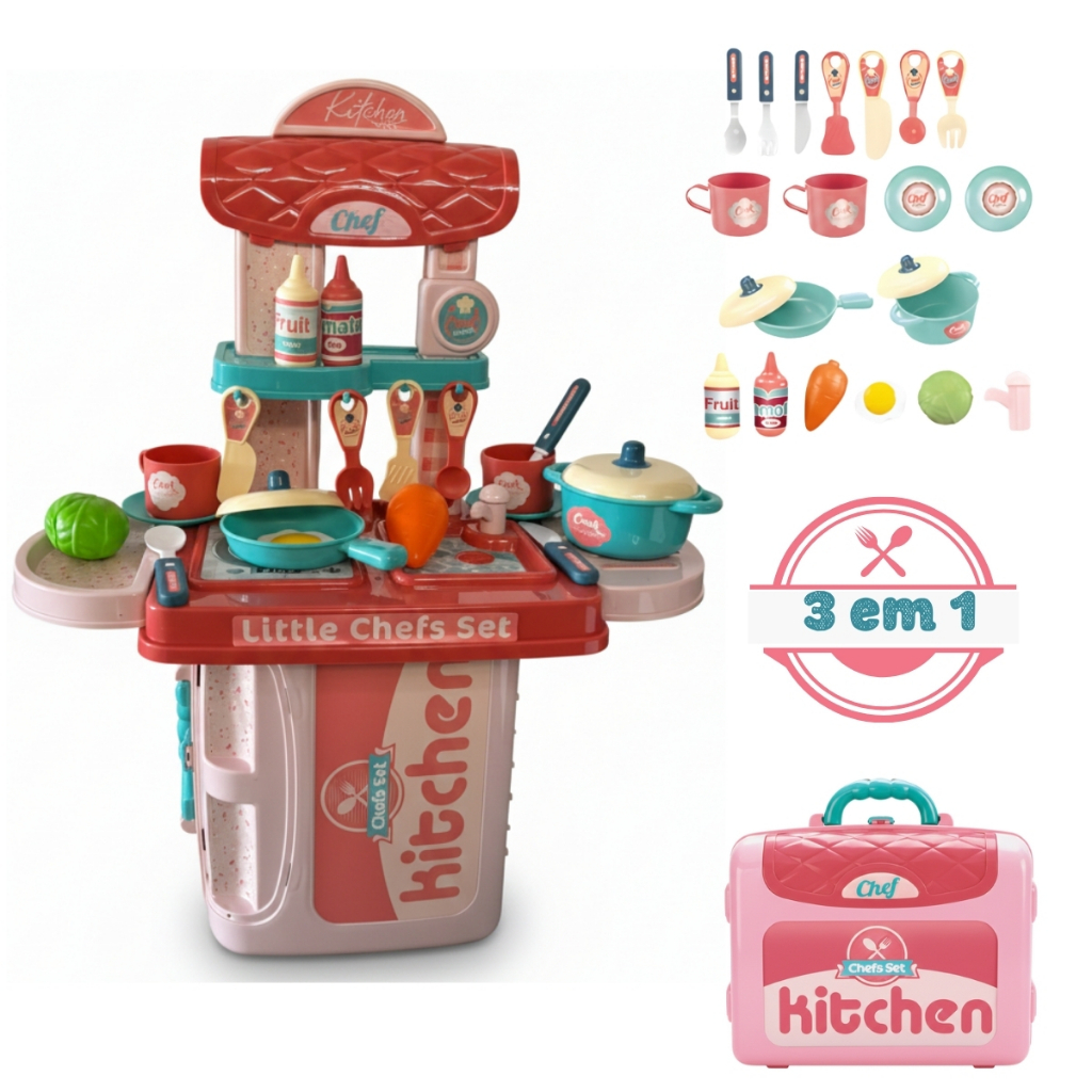 Mini Maleta Cozinha e Maleta de Ferramentas Infantil Portátil Bancada Com Acessório Completa Rosa e Azul Oficina em Oferta na Shopee