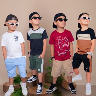 Conjuntos Infantil Verão Juvenil Diversos Blusa e Short Verão 2025 Roupa Menino Top 2 ao 14 anos em Oferta na Shopee