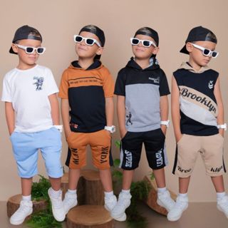 Kit Com 8 peças Conjunto Menino Infantil Verão Camisa e Bermuda Juvenil Veste do  2 ao 14 Anos em Oferta na Shopee