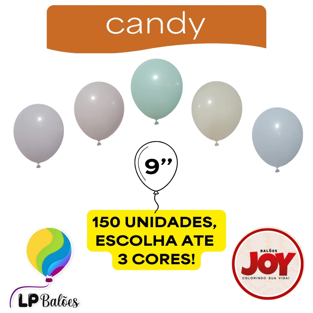 KIT Balão Bexiga Festa, N.9 Polegadas C/ 150 Uni - JOY Candy - Aniversário Eventos Látex