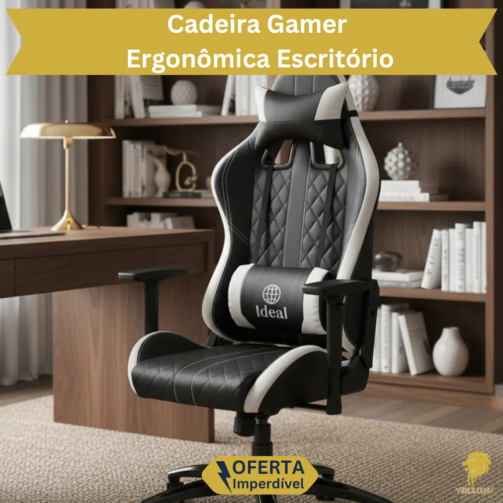 Cadeira Gamer Ajustável  Reclinável Ergonômica Escritório Giratória Profissional Confortável