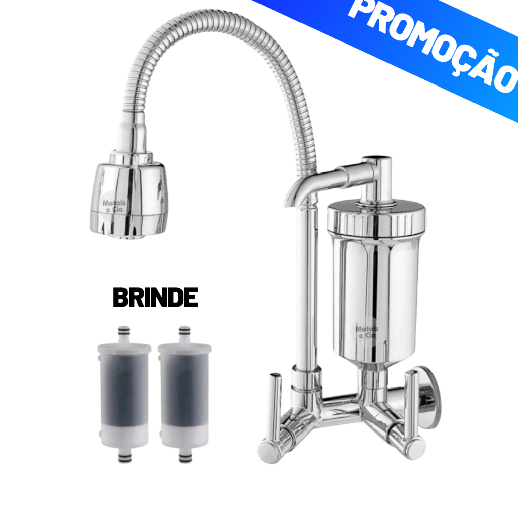 Torneira com Filtro de parede Cozinha Gourmet Flexível cromada Luxo em Oferta na Shopee