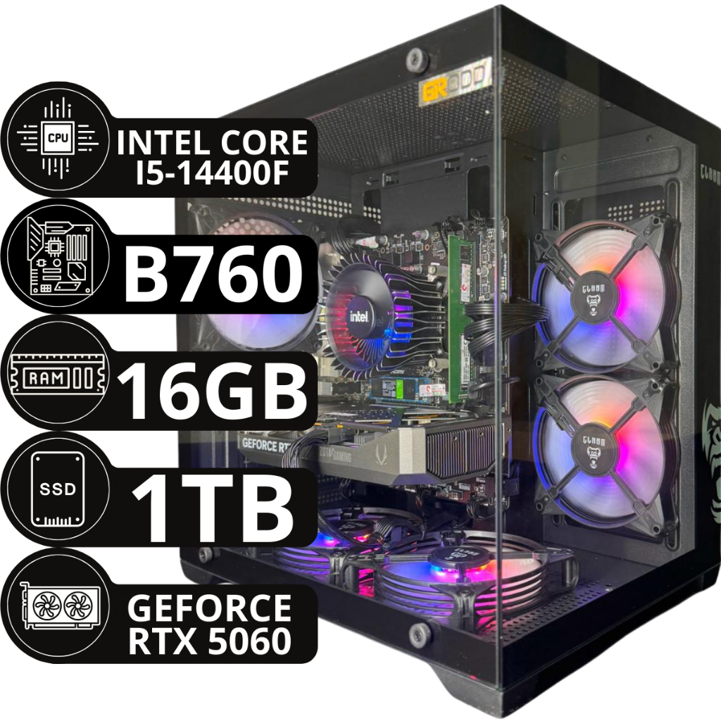Pc Gamer Intel Core I5 14400F, Placa Mãe B760M DDR4, 16Gb ddr4 3200Mhz, Nvme 1Tb