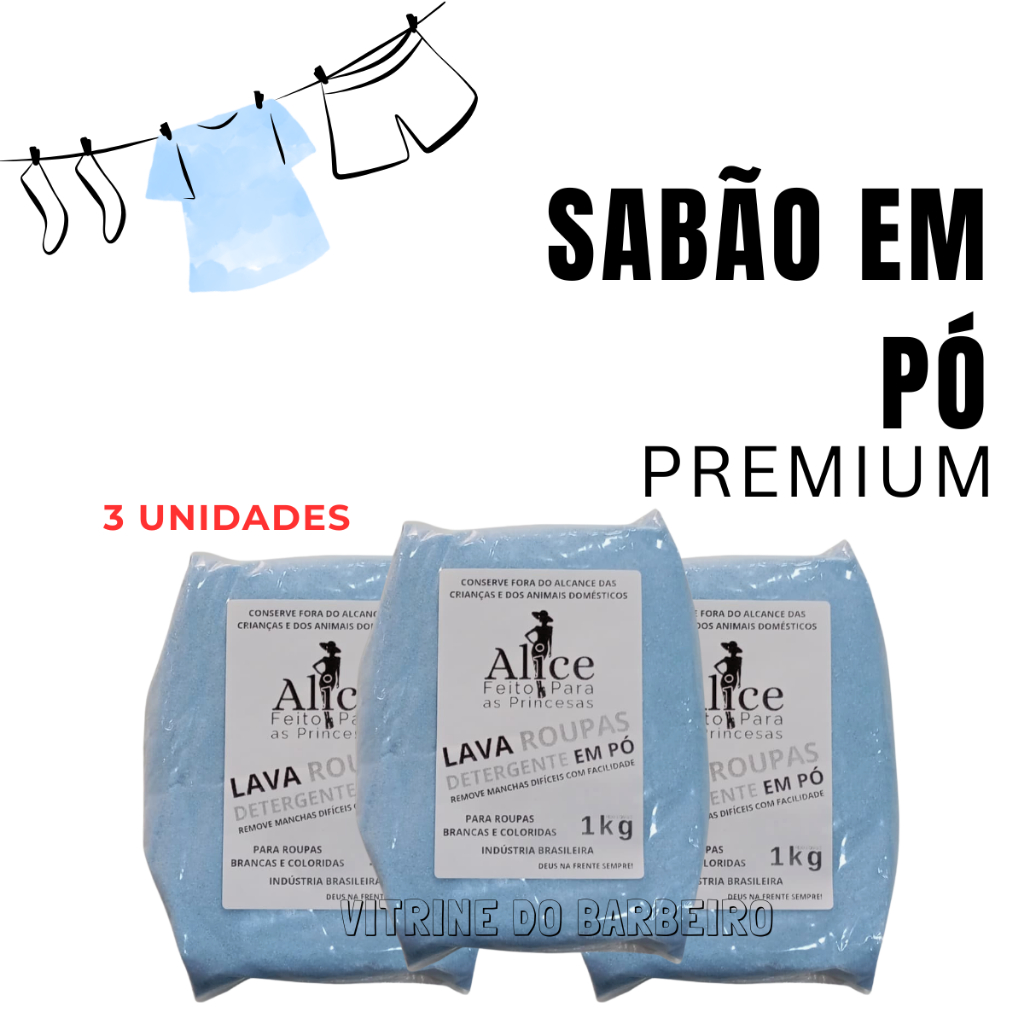 Sabão Em Pó Lava Roupas 3 Kg Limpeza Total Para Sujeiras Difíceis em Oferta na Shopee