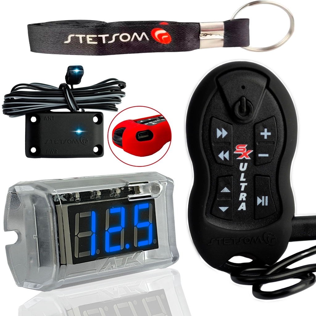 Kit controle longa distancia sx ultra preto + voltímetro remote som automotivo