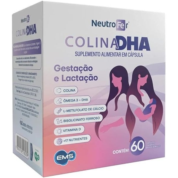 Suplemento Alimentar Neutrofer Colina Dha Gestação E Lactação Com 60 Cápsulas