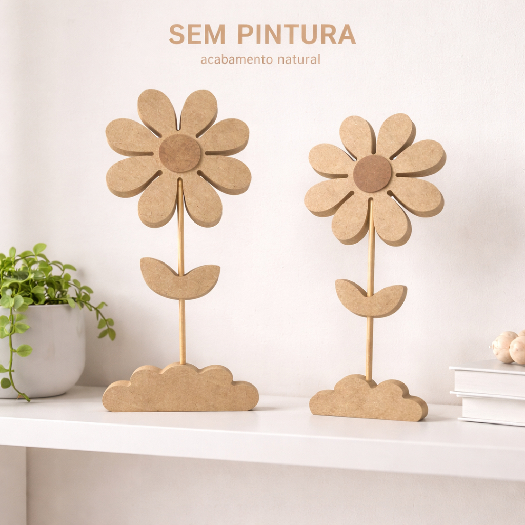 Enfeite Decorativo Margarida MDF em Pé Sem Pintura – Decoração Quarto Infantil / Festa