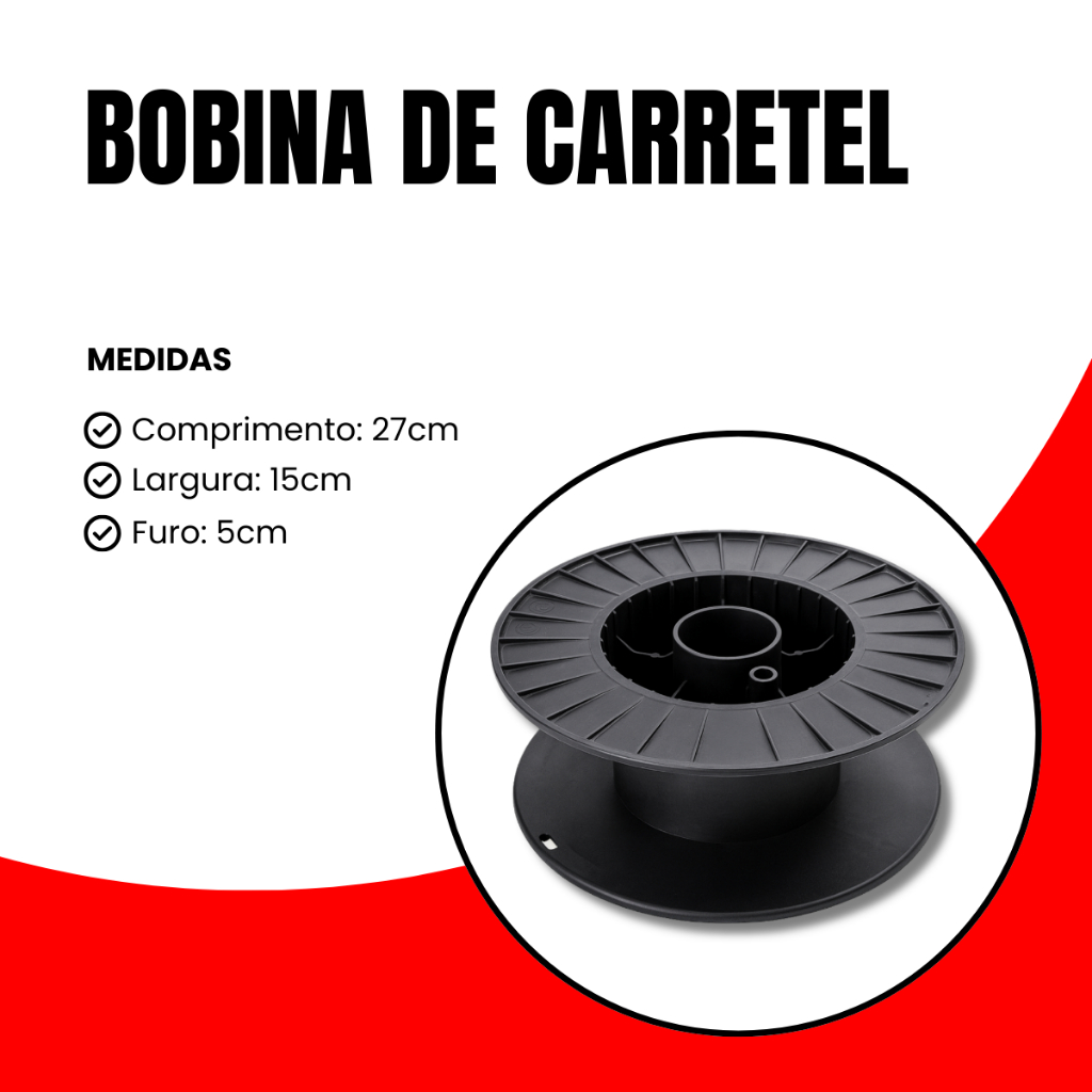 Detalhes do Bobina Para Enrolar Carretel Plástico Forte 15kg Resistente