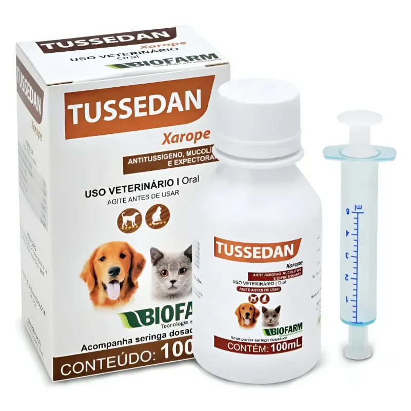 Xarope Tussedan 100ml Tratamento Tosse Cães E Gatos em Oferta na Shopee